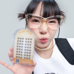 Tingle Wink Wispy Long Elegant Lashes Pre Glue 5 to 10 Days Wear Bold Feather-light Band-free Design Sweatproof Waterproof