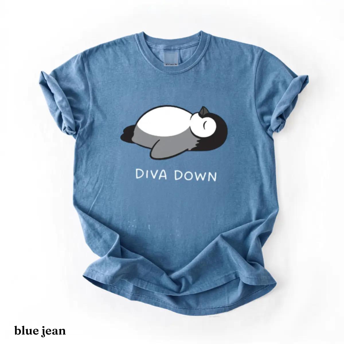 Comfort Colors Diva Down Penguin Shirt, Funny Penguin Meme Graphic Tee, Cute Animal Lover T-Shirt, Sassy Penguin Gift Top Unisex