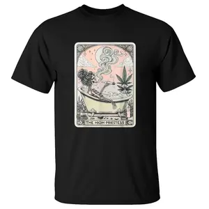 The High Priestess Shirt, Mystic Humorous Skeleton Costume, Gift For Her Tarot, Smoking Tarot Tee, Unisex Sweater Pullover Tee