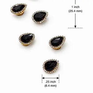 Bling Droplet Set of 6 - Rhinestone Shoe Charms with Sparkling Teardrop Design for Stylish Footwear Accessories