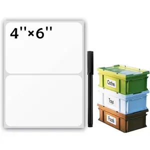 100 count Large White Labels for Storage Bins,6x4 Inch Removable Labels,Large Labels for Blank Box, Adhesive  Resistant No  Blank Labels (White)