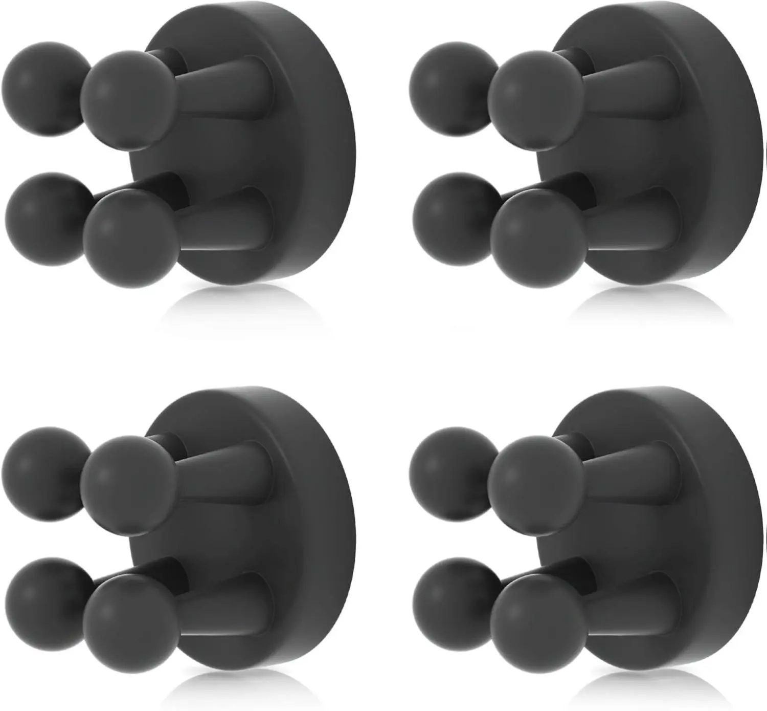 4-Pack Silicone Toothbrush Holders with Multi-Sections, Flexible Size, High-Strength Adhesive Backing, Space-Saver Hangable Portable Hooks, Waterproof Wall-Mounted Bathroom Organizers (with Adhesive Tape)