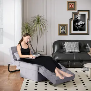 【TikTokShopfalldealsforyou】FlexiSpot Convertible Sleeper Chair Sofa Bed, 75 inches, with 5-Level Adjustable Backrest, Folding Ottoman Bed Sofa for Living Room, Apartment, Office - Grey