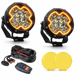 5" RGB Strobe LED Pods 100W 12400LM Offroad Lights for Jeep/Truck, 5-Color DRL & Combo Beam, IP68 Waterproof Fog Lights.