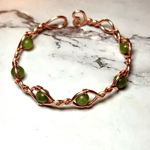 Twisted Beaded Copper cuff (choose your stone)