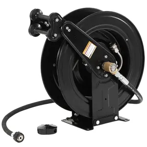 【fathersdaygift】Auto-Retractable High Pressure Washer Hose Reel, 3/8" x 50 Ft Hose, Powder Coat Steel Dual-Arm, Heavy-Duty 4000 PSI Wall Mount Reel for Water/Air/Oil (Automotive Car Wash Accessory)