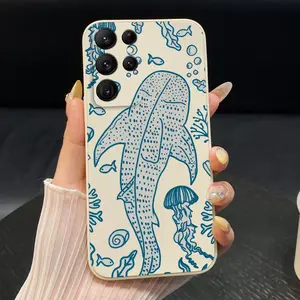 Vintage Whale Shark Phone Case suitable for SamsungGalaxy S22 S21 S20 S10 Ultra Plus FE Lite 5G Silicone Anti-Fall Shockproof Ultra Slim Protective Soft Cover Giving gifts to family and friends