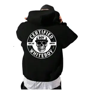 Certified Whiteboy Hoodie Skull Graphic Streetwear, Edgy Skull Print Urban Style Hoodie, Dark Aesthetic Street Fashion Shirt, Unisex Sweater Pullover Tee