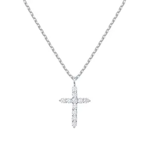 PAVOI 14K Gold Plated Cubic Zirconia Cross Necklace for Women White Gold Faith Pendant Elegant Jewelry Gift