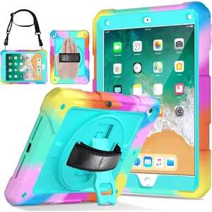 X-PCS11   Protective Cover Case for iPad 6th/ 5th Generation & iPad Air 2 Case, iPad 9.7 Inch Case with Shoulder Strap Pen Holder Swivel Stand, Aqua Teal