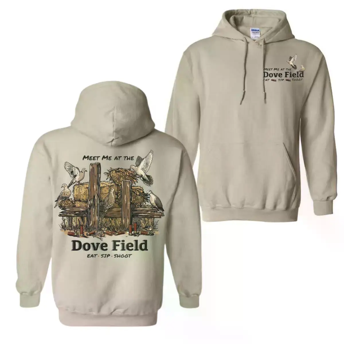 Meet Me at the Dove Field Hoodie, Dove Hunting Hoodie, Eat Sip Shoot Graphic Hoodie, Bird Hunter Pullover, Hunting Camp Hoodie, Fall Country Gift for Him