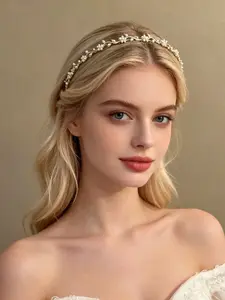Pearl Decorated Headband, Elegant Leaf Design Headband for Wedding Bridal Party Formal Occasions, Fashion Hair Accessories for Women & Girls