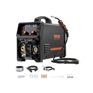 fathersdaygift VEVOR Pro MIG Welder, 250A Pluse Mig Welding Machine, 5-in-1 Synergic Welder Machine MIG Pluse/Gas MIG/Flux Core MIG/Stick/Lift TIG, 110V/220V Dual Voltage Aluminum Mig Welder with LCD Screen Display