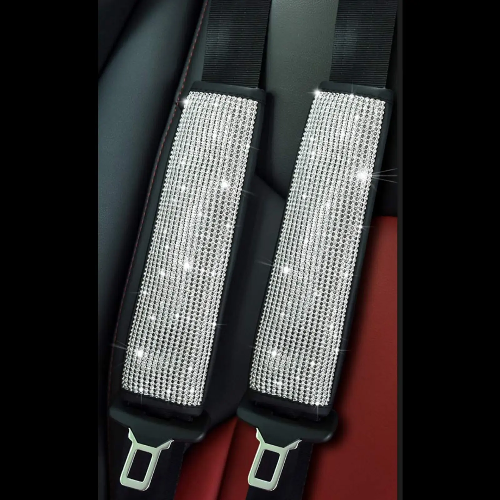 Car Seatbelt Covers for Women, Bling Crystal Rhinestone Shoulder Pad Protectors, Universal Automotive Accessories for Interior Decoration, Universal Car Accessories, Auto Accessories