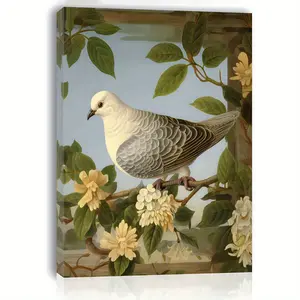 Charming Vintage White Dove Canvas Art - Wooden Frame Wall Decoration, Suitable for Living Room, Bedroom, Kitchen| Perfect home and office decoration| Ideal gift for any occasion| 11.8inch x 15.7inch , perfect room decoration