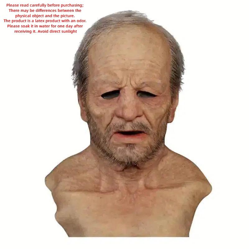 Funny Mask, 1 Count Soft Grandpa Adult Full Coverage Holiday Party Headwear, Party Mask for Men & Women, Latex Mask