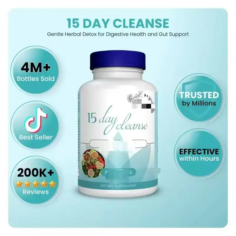 Mila McAnner 15 Day Cleanse Gut and Colon Support Caffeine Free Advanced Formula with Senna Cascara Sagrada Psyllium Husk Non-GMO Probiotics