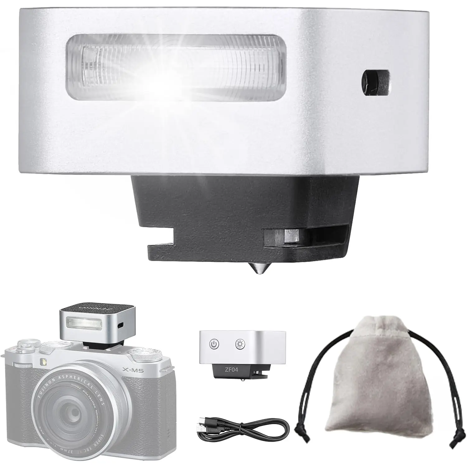 ZF04  Flash Speedlite - 2 Brightness Levels, 6500K+-200K CCT, Aluminum Hot Shoe Flash with S1/S2/Sync9 Multi-Trigger, Compatible  zv1///Fuji/Olympus/ ()