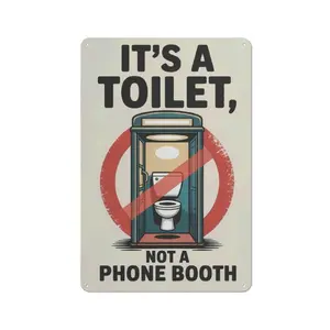 Funny Toilet Phone Booth Sign Metal Art Sign Restroom Wall Decor, Bathroom Humor Funny Decor,Humorous Sign,Sarcastic Gift,Birthday Gift,Office Sign,Dorm Sign