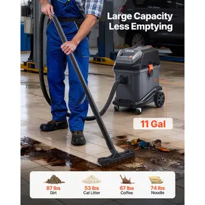 fathersdaygift  VEVOR Shop Vac, 5.8 Gallon Wet Dry Shop Vacuum, 4 Peak HP with One - Button Self - Cleaning, Dual - Filter, 900W Input Power, 1.25inx 7ft Hose, 9.8ft Cord, Metal Tank for Jobsite, Workshop, Garage, HomeVEVOR Super Brand Day