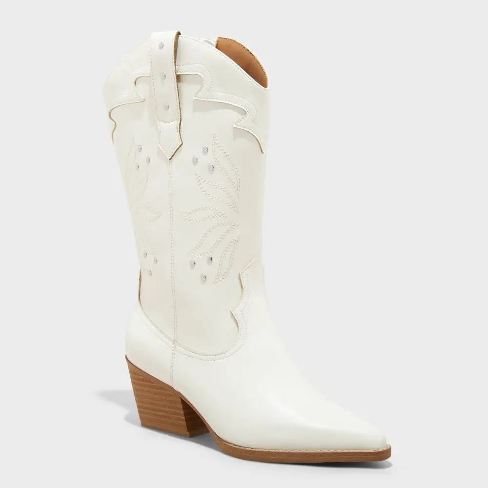 Women's Studded Western Cowboy Boots with Memory Foam Insole - Universal Thread Footwear Shoe