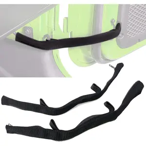 Heavy Duty Door Limiting Strap For Jeep Wrangler JK, JKU, JL, Gladiator JT 2007-2020, Adjustable Check Strap With Wire Harness Protection-2 Pairs Black