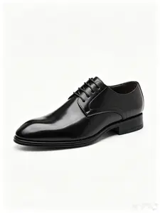Men's Business Formal Leather Shoes, First Layer Cowhide Lace-Up Derby Shoes, British Style Groom Wedding Shoes, Breathable Office Men's Shoes