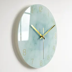 Luxury Silent Quartz Wall Clock for Living Room - Glass Dial