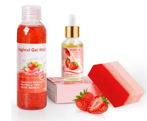 Feminine Wash & Yoni Oil & Yoni Soap Set for Women, Yoni Wash for Ph Balance Remove Odor Moisturizing, 1 Fl.Oz Essential Oil & 5.07 Fl.Oz Strawberry Body Wash 5.29 Oz Yoni Soap Bar