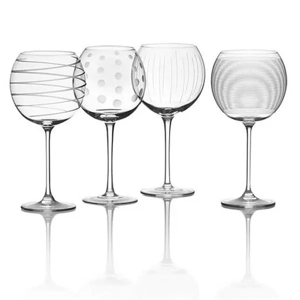 Mikasa Cheers Set of 4 Etched-Crystal 24-1/2 oz. Balloon Glasses