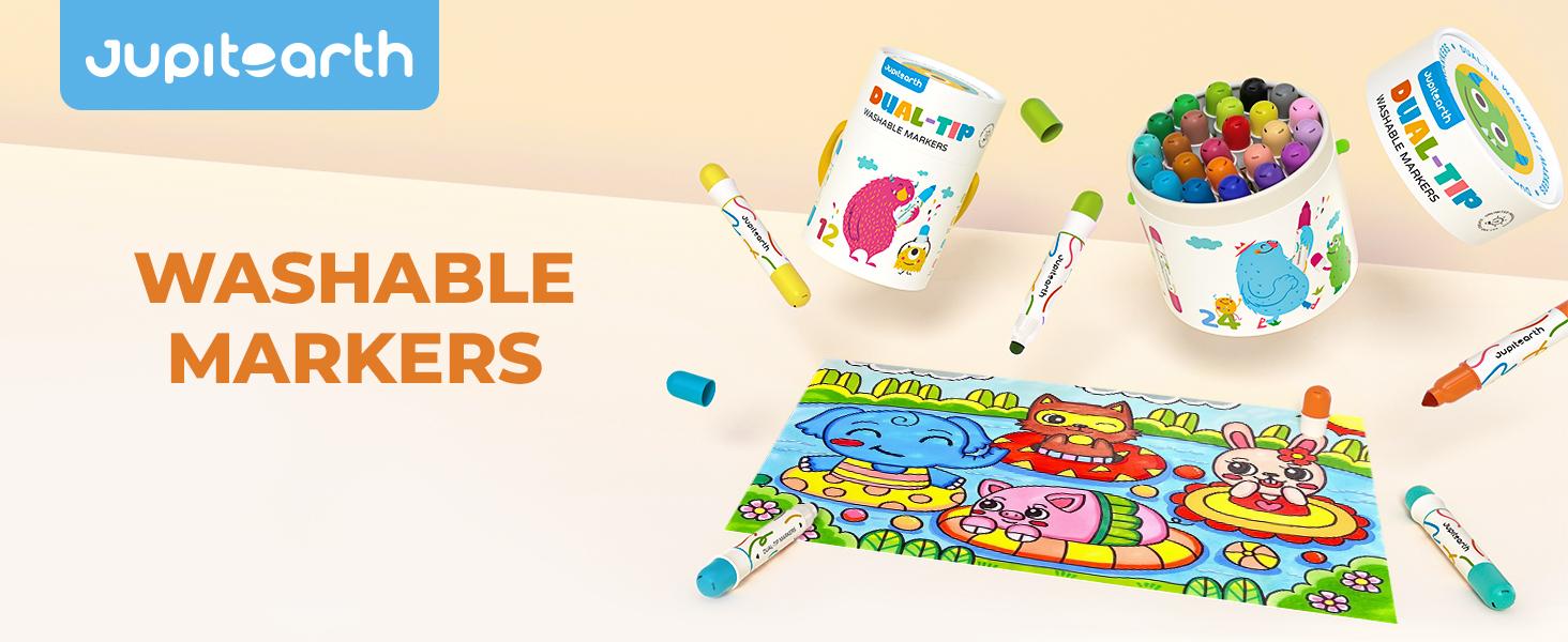 16 Color Dot Markers for Toddlers, Includes 120 PDF & 24 Printed Activity Papers, 2 Stencils, Washable Non-Toxic Bingo Daubers for Toddler Arts and Crafts, Preschool Art Supplies Gift Colorful Precision Pens Colorful Gel Pens, markers for coloring