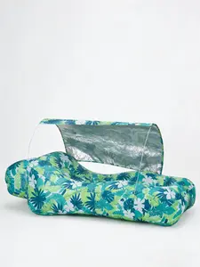 Inflatable sofa, inflatable sofa with sunshade design, built-in storage space, tear-resistant polyester fiber material and stable support columns, portable inflatable beach/luxury camping chair, easy to carry (including inflation pump)