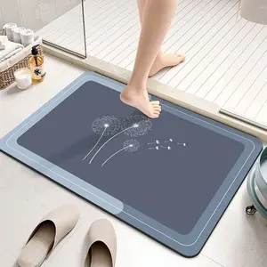 Blue Square Super Absorbent Alginate Bath Mat, Fast Drying Non-Slip Carpet, Suitable for Bathroom and More, Multiple Sizes Available