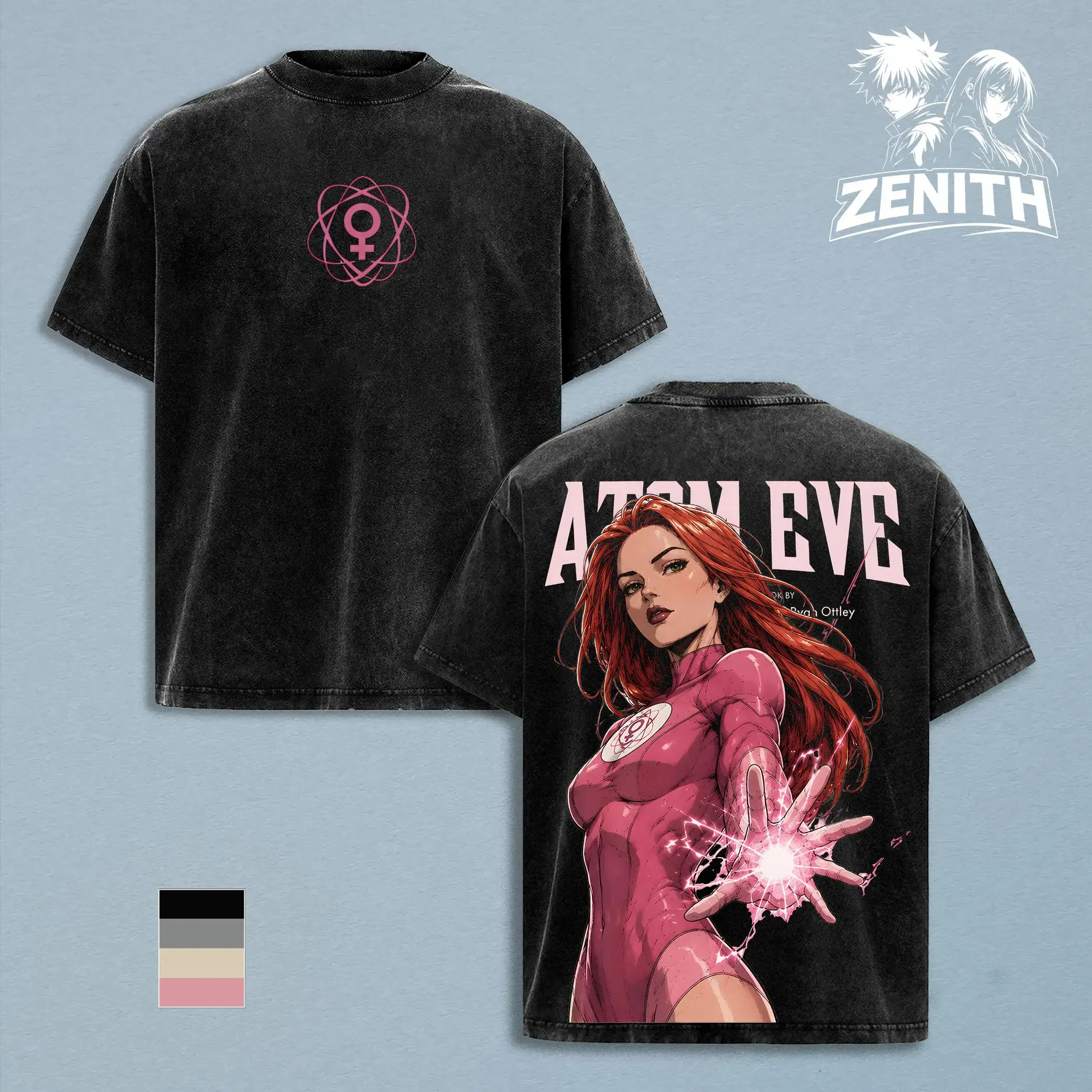 Atom Eve Invincible Vintage Washed T Shirt, Superhero Comic Graphic Tee, Oversized Streetwear Shirt, Unisex Casual Cotton Tee Top, Summer Fashion Outfit for Men Women Comic Fans