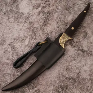 Professional Butcher's Knife - Multi-purpose Stainless Steel Chef's Knife with Real Wood Handle, Sharp Blade for Cutting Meat and Vegetables, with Sheath for Safe Storage - Perfect for Kitchen, Camping and BBQ