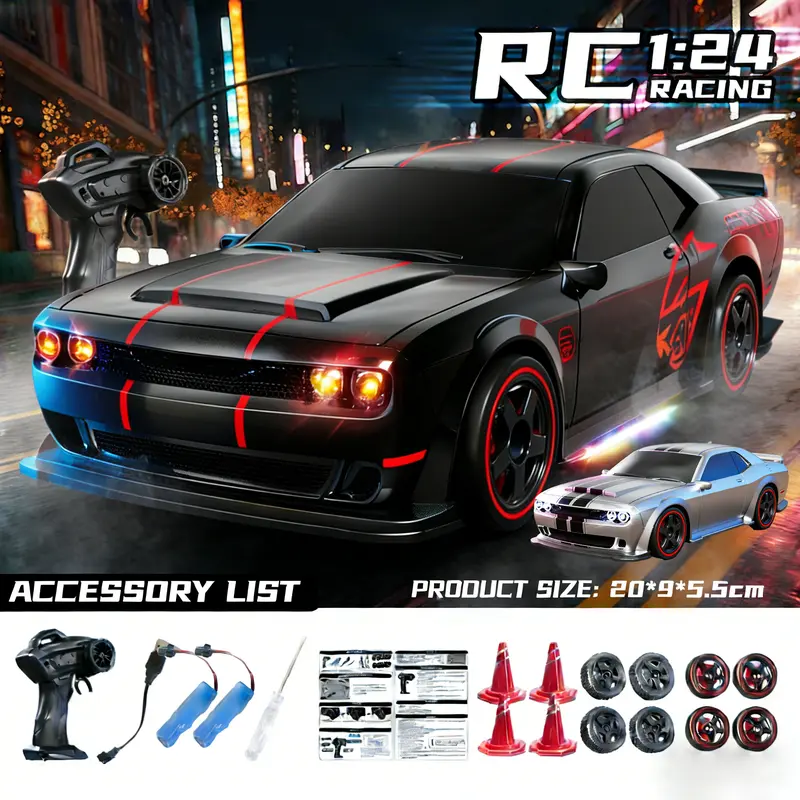 1:24 Full Proportional Throttle Electric RC Racing Car Model - Fast Remote Controlled Toy, Solo Practice Vehicle, Birthday Gifts for Him, Cool Gifts for Guys