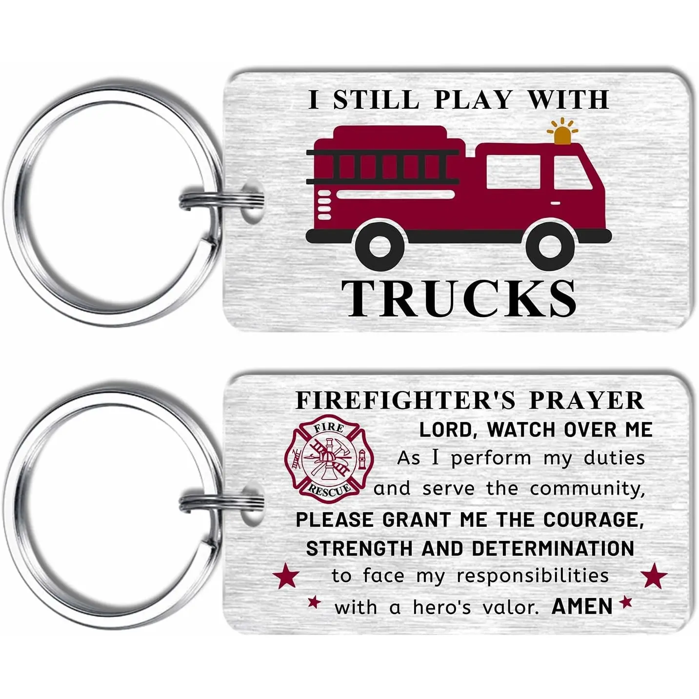 Firefighter Accessories Gifts - Fireman Birthday Keychain for Women Men Husband Son, Cool Fire Fighter Prayer Gifts Anniversary