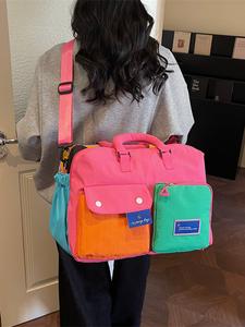 16.14inch Travel Tote Bag, Colorblock Foldable Fabric Bag, Multifunctional Portable Bag, Large Capacity, Dry/wet Separation, Casual Style, All Seasons, Student Backpack, Travel Bags