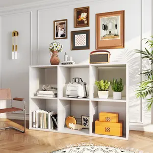 6 Cube Storage Organizer, 3 Tier Stackable MDF Wood Bookshelf, Open Display Storage Cabinet for Living Room Bedroom Home Office