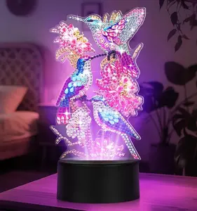 Diamond Painting Night Light, Diamond Painting Kits for Adults Desktop Ornaments for Table Tabletop Decor Diamond Art Accessories for Adult Beginner Touch Lamp for Bedrooms Living Room