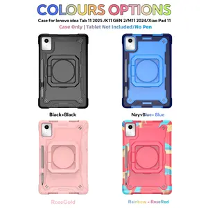 Case for lenovo idea Tab 11 2025 release /K11 Gen 2(TB-336ZU/336FU)/Xiao Xin Pad 11 2025(TB335FC)/Xiao Xin Pad & tab M11/K11 2024(TB330FU/TB331FC) 360° Rotating Handle Foldable Stand Design, with Shoulder Strap &kickstand Heavy Duty Shockproof Rugged Cove