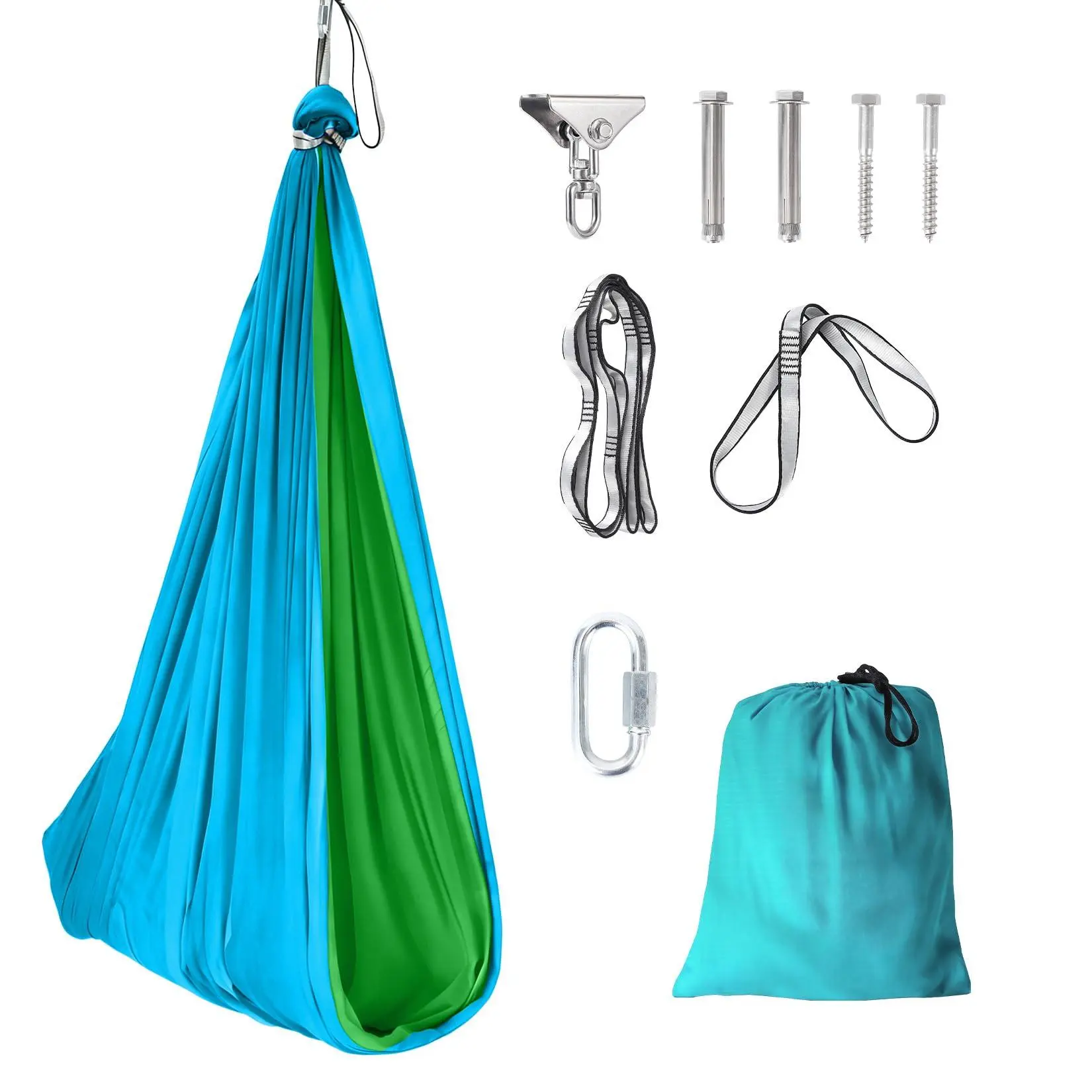 Gaomon Children's Sturdy Sensory Therapy Hammock - Soft, Breathable Double-Layer Poly-Spandex Fabric, Cocoon Shape Calming Swing, 300lbs Capacity, 360° Swivel Hardware, Easy Indoor-Outdoor Installation