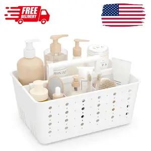 Shower Caddy Portable, Cleaning Supplies Caddy Organizer with Handle and Adjustable Dividers White, 1 Pack