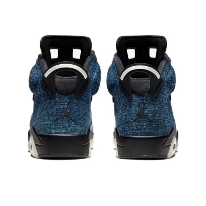 Brand New Denim Fabric Blue Brown Accent High Top Retro Basketball Sneakers for Men Women, Vintage Washed Denim Street Breathable Athletic Casual Footwear
