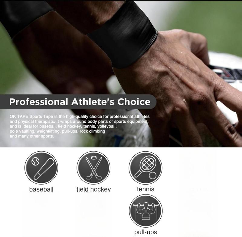 4 Rolls Black Athletic Tape, Sports Tape, Very Strong Easy Tear Wrist Ankle Tape, No Sticky Residue | Athletes, Medical, Athletic Trainers- 1.5inch x 15yards