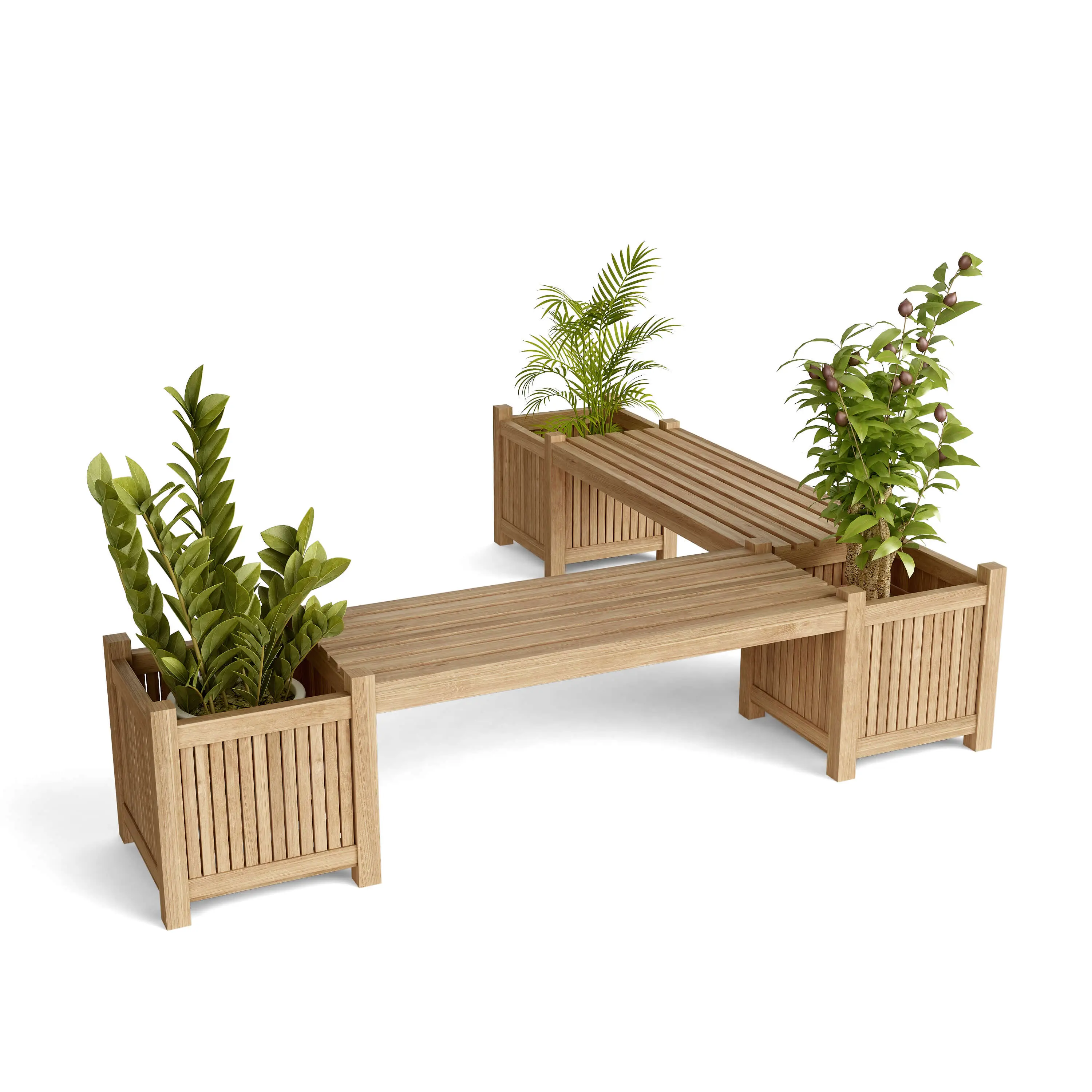 Anderson Teak Planter Bench Set