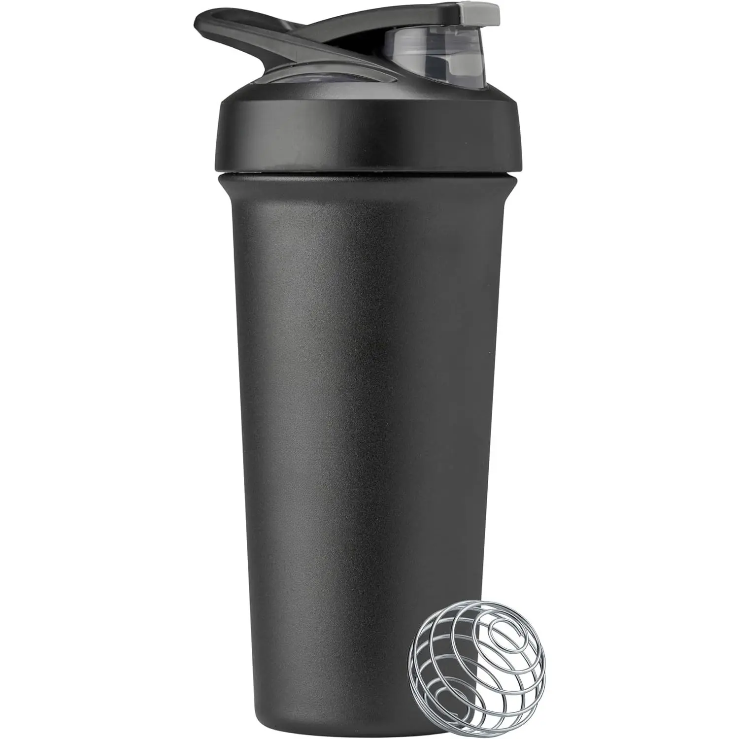 Sport Sleek Shaker Cup Insulated Stainless Steel Water Bottle with Wire Whisk, 25-Ounce, Black