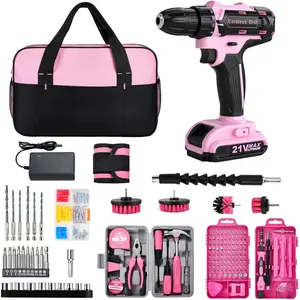 Cordless Drill Set 220 Pcs, 21V Power Drill with Tool Kit, Storage Bag, Electric Drills for Women, Precision Screwdriver set, Magnetic Tool Belt, Hand ToolBox, Drills Brush, Valentine's Day Gifts
