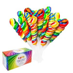 Rainbow Twisty & Swirl Lollipops 20 Pack, Unicorn Candy Twist Lollipop Individually Wrapped Suckers, Kid's Candy Bulk for Birthday, Mixed Fruit Flavor
