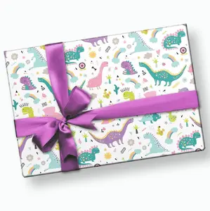Dinosaur wrapping paper, Dinosaur girl birthday, Birthday decoration, Wrapping paper girl, Baby gift wrapping